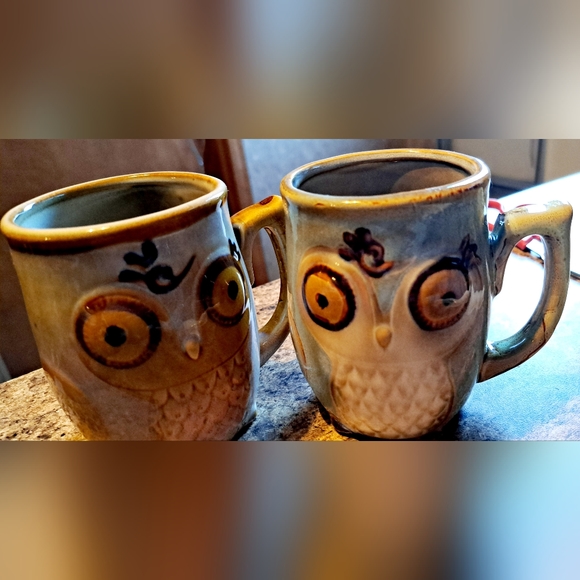 2-Gibson Owl Coffee Tea Mug Creme/Blueish Glaze Stoneware Pottery Heavy Ceramic - Picture 6 of 9